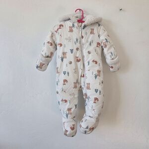 First Watch Baby Bunting Snowsuit Playsuit Warm Cozy Unisex Woodland 9-12 Months